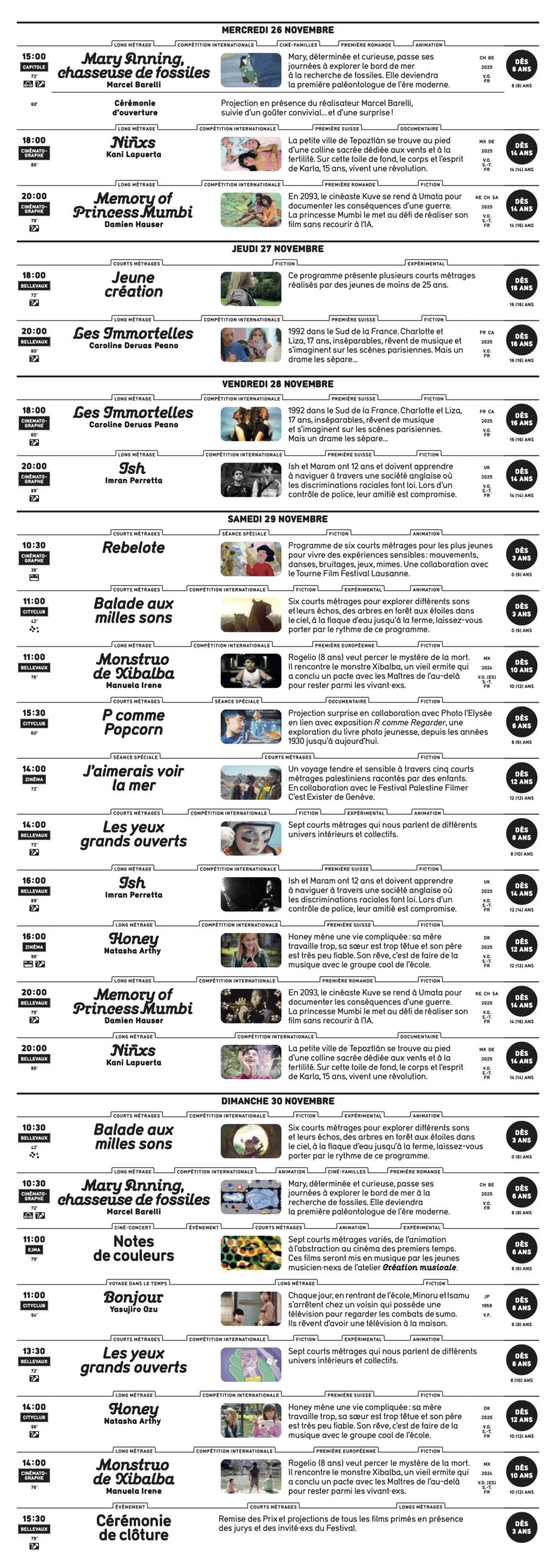 Programme complet du festival